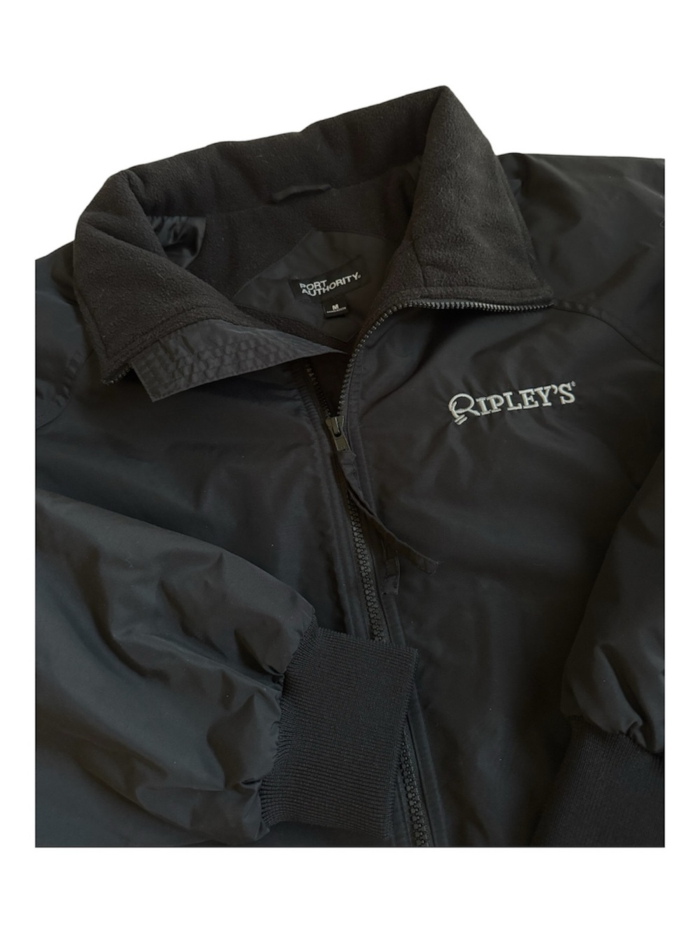Port Authority Ripley's Challenger Jacket Mens Medium Black Fleece Lined Bomber